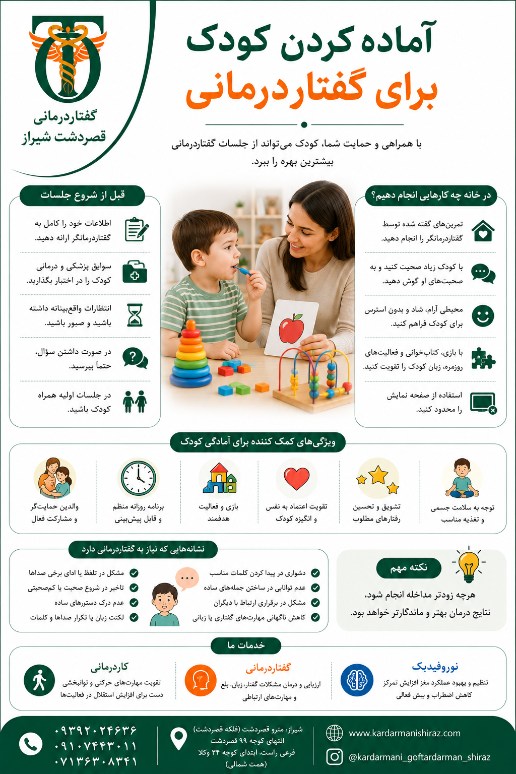 آماده کردن کودک برای گفتاردرمانی: راهنمای گام به گام برای والدین در شیراز